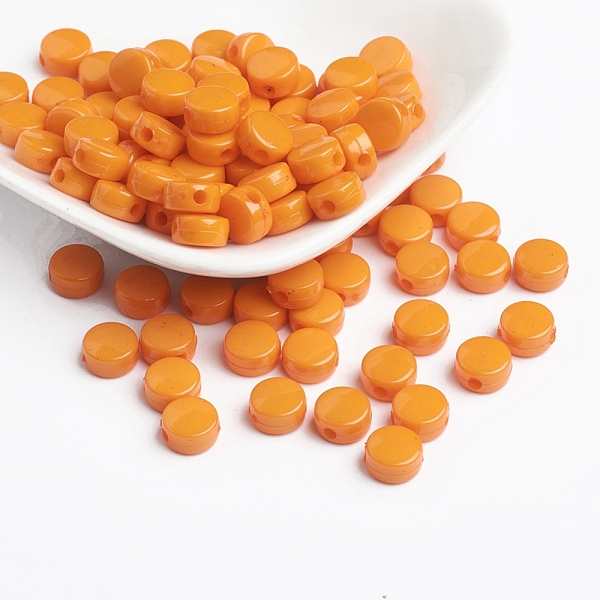

PandaHall Opaque Acrylic Beads, Flat Round, Dark Orange, 8x4.5mm, Hole: 2mm, about 2800pcs/500g Acrylic Flat Round Orange