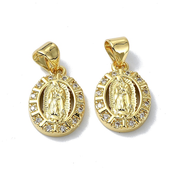 

PandaHall Rack Plating Real 18K Gold Plated Brass Micro Pave Cubic Zirconia Pendants, Long-Lasting Plated, Lead Free & Cadmium Free, Oval..., Clear