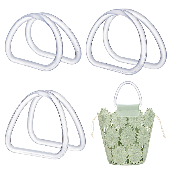 

PandaHall 3 Sizes D Shape Handbag Handles, 6pcs Clear Handles Replacement Decorative Purse Handle Plastic Bag Handle for Straws Beach...