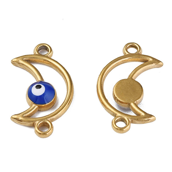 

PandaHall 304 Stainless Steel Enamel Connector Charms, Golden, Moon with Evil Eye, Dark Blue, 20.5x12x3mm, Hole: 1.8mm 304 Stainless Steel...