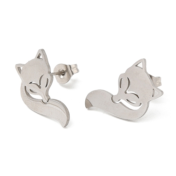 

PandaHall 304 Stainless Steel Stud Earrings, Fox, Stainless Steel Color, 17x10mm 304 Stainless Steel Fox