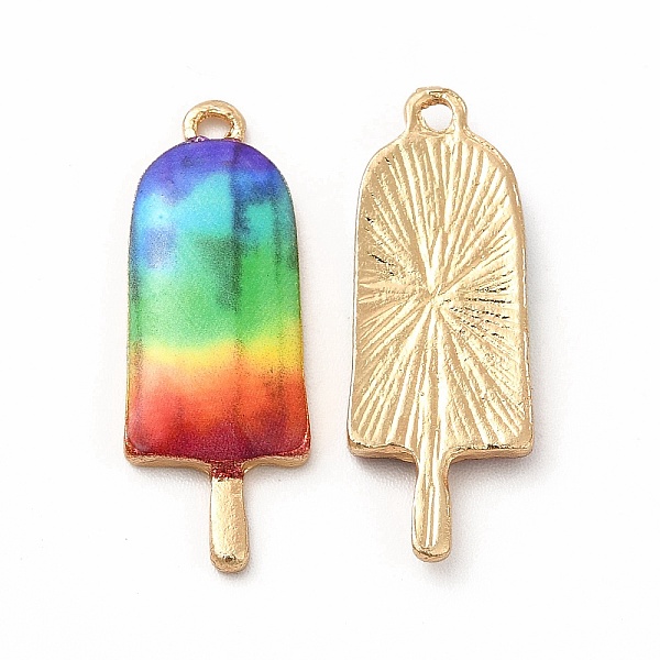 

PandaHall Printed Alloy Pendants, Lead Free & Cadmium Free & Nickel Free, Golden, Ice Lolly Charm, Colorful, 27x10x2.5mm, Hole: 1.4mm Alloy...