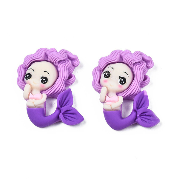 

PandaHall Opaque Resin Cabochons, Mermaid, Violet, 31x24x7mm Resin Fish Purple