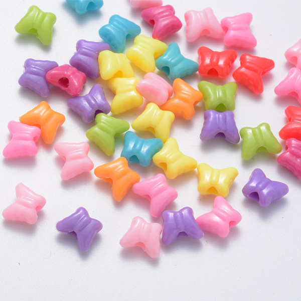 

PandaHall Opaque Acrylic Beads, Butterfly, Mixed Color, 10x11.5x6.5mm, Hole: 3mm, about 140pcs/50g Acrylic Butterfly Multicolor