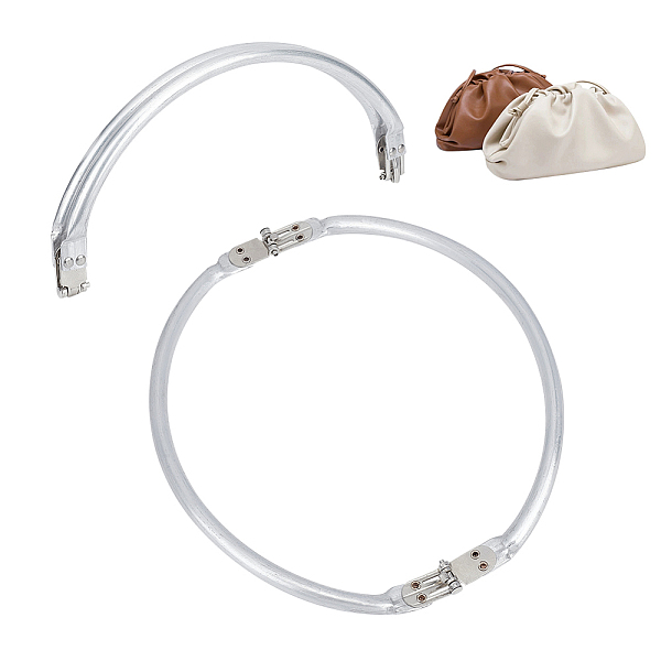 

PandaHall Aluminum Bag Handles, with Iron Finding, Semi-circle, Platinum & Silver, 23.6x11.3x2cm Aluminum