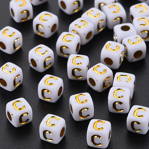 

PandaHall Opaque White Acrylic Beads, Metal Enlaced, Cube with Letters, Letter.C, 4.5mm, Hole: 2mm, about 5000pcs/500g Acrylic Letter C...