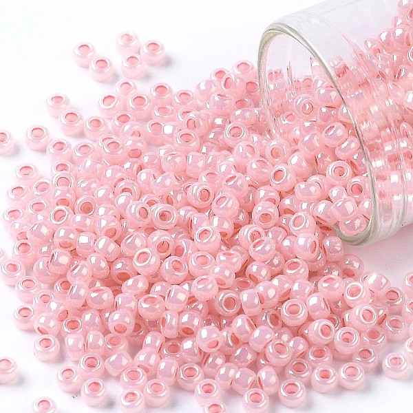 

PandaHall TOHO Round Seed Beads, Japanese Seed Beads, (908) Baby Pink Ceylon Pearl, 8/0, 3mm, Hole: 1mm, about 222pcs/10g Glass Pink