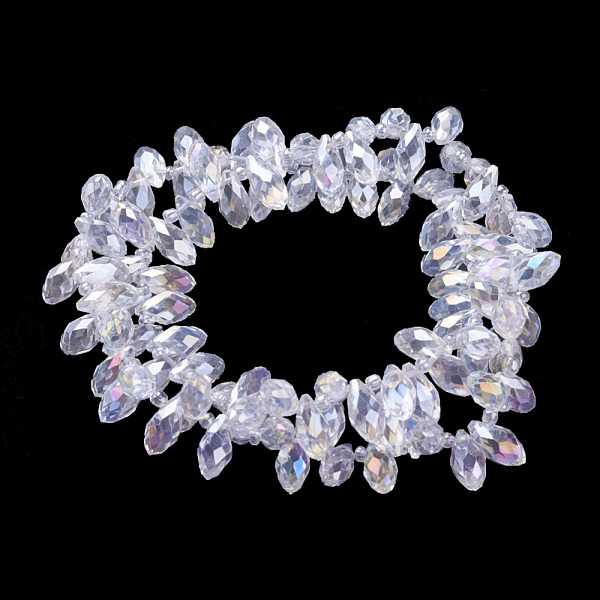 

PandaHall Electroplate Glass Faceted Teardrop Beads Strands, Top Drilled Beads, AB Color Plated, Clear AB, 11.5~13x6mm, Hole: 1mm, about..., White