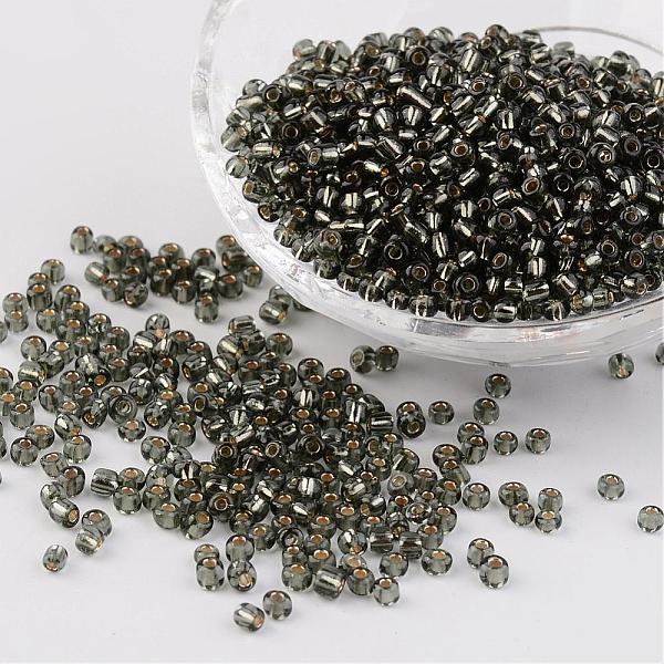 

PandaHall 8/0 Glass Seed Beads, Silver Lined Round Hole, Round, Light Grey, 3mm, Hole: 1mm, about 1097pcs/50g Glass Gray