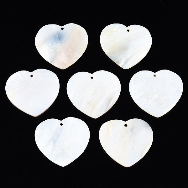 

PandaHall Freshwater Shell Pendants, Heart, Seashell Color, 36.5~37.5x39.5~40x2~4.5mm, Hole: 1.8mm Freshwater Shell Heart
