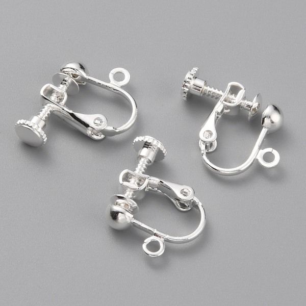 

PandaHall Brass Clip-on Earring Findings, Spiral Ear Clip, Components Screw Back Ear Wire Non Pierced Earring Converter, with Loop, for...