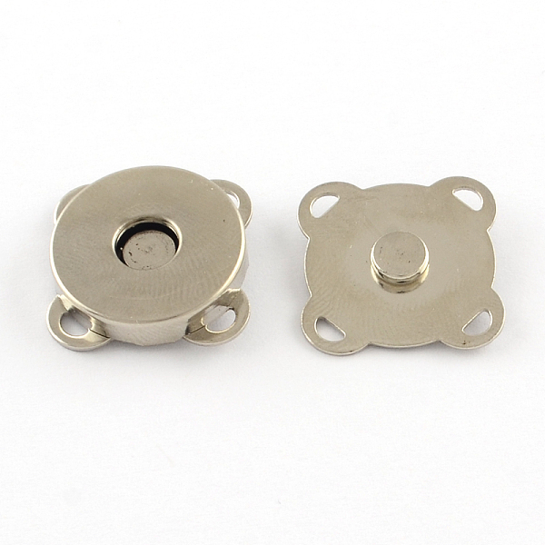 

PandaHall Iron Purse Snap Clasps, Closure for Purse Handbag, Platinum, 19x19x7mm, Hole: 1.5x2mm Iron