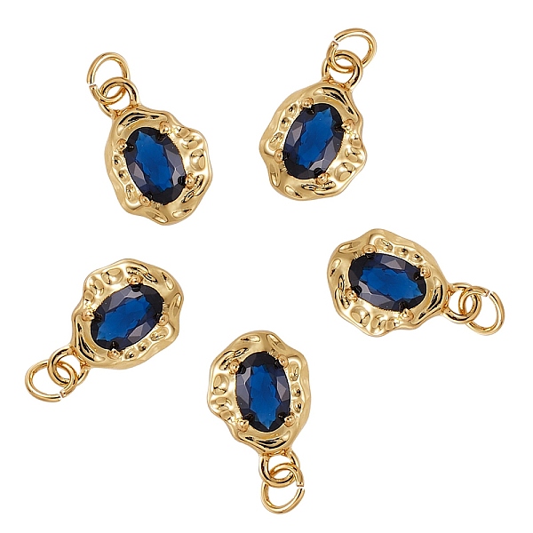 

PandaHall 5Pcs Brass Micro Pave Cubic Zirconia Charms, Long-Lasting Plated, Real 18K Gold Plated, Oval, Medium Blue, 12x8x3mm, Hole: 2.6mm...