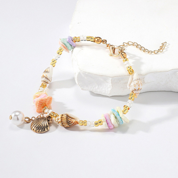 

PandaHall Bohemian Shell Bead Bracelets, Shell Charms Summer Beach Vacation Bracelets for Women Shell
