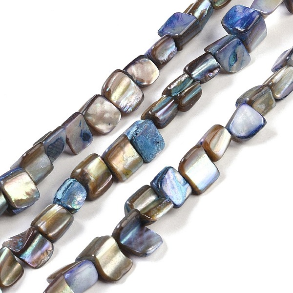 

PandaHall Dyed Natural Freshwater Shell Beads Strands, Nuggets, Steel Blue, 7.5~9x9.5~15x5~9mm, Hole: 0.9mm, about 42~50pcs/strand...