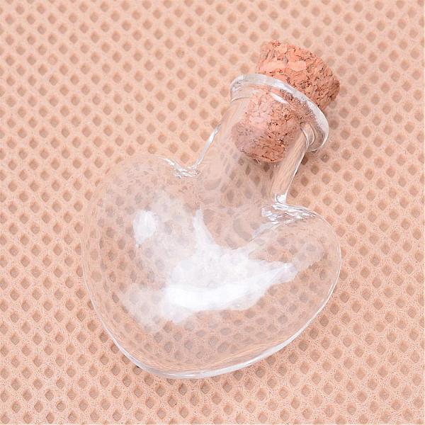 

PandaHall Glass Bottles, Beads Containers, with Cork Stopper, Wishing Bottle, Heart, Clear, 33x23x10mm, Hole: 5.5mm, Capacity: 4ml(0.13 fl....