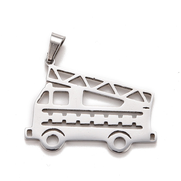 

PandaHall 304 Stainless Steel Pendants with 201 Stainless Steel Clasp, Fire Fighting Truck, Stainless Steel Color, 21.5x28.5x1.5mm, Hole...