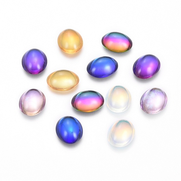 

PandaHall Transparent K9 Glass Cabochons, Flat Back, Oval, Mixed Color, 10x8x3~3.5mm Glass Oval Multicolor