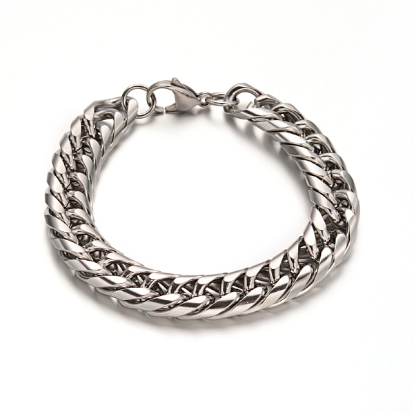 

PandaHall 304 Stainless Steel Curb Chain Bracelets, with Lobster Claw Clasps, Stainless Steel Color, 8-5/8 inch(220mm), 13x4mm 304 Stainless...