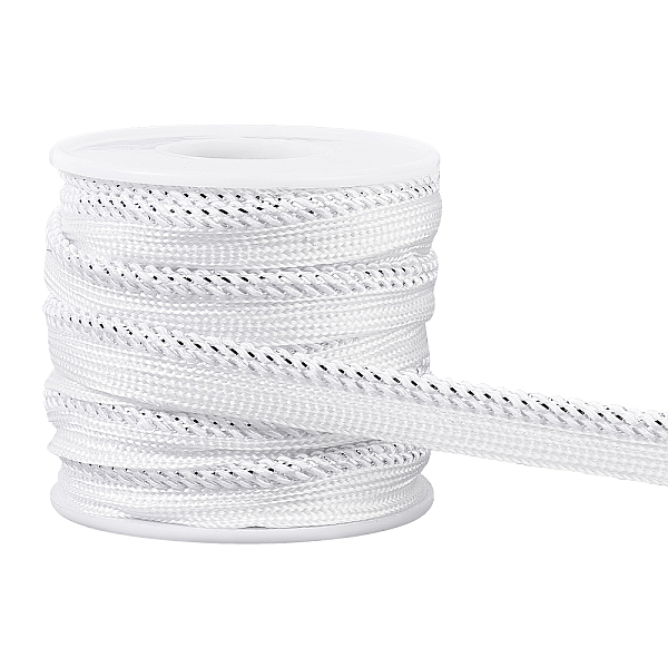 PandaHall BENECREAT 10 Yard/9m Metalic Silver Cord-Edge Piping Trim (10mm) Silver Flat Filigree Ribbon Braid for Dress Costume Sewing, Home...