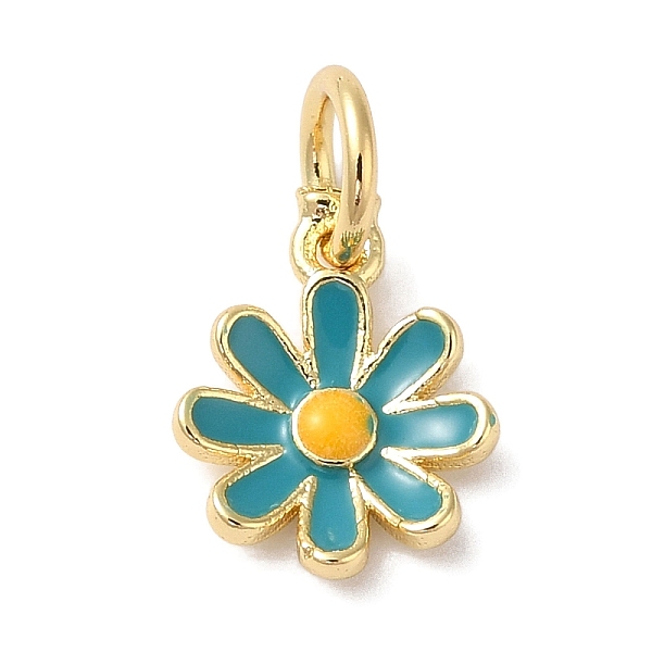 

PandaHall Brass Enamel Charms, with Jump Ring, Long-Lasting Plated, Lead Free & Cadmium Free, Flower Charms, Real 18K Gold Plated, Turquoise..., Green