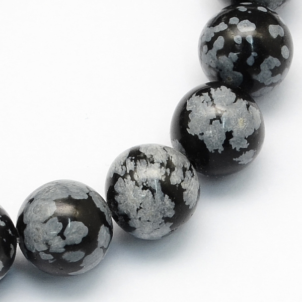 

PandaHall Natural Snowflake Obsidian Round Beads Strands, 8.5mm, Hole: 1.2mm, about 47pcs/strand, 15.5 inch Snowflake Obsidian Round