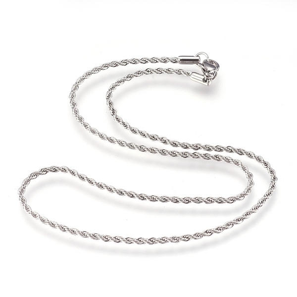 

PandaHall 304 Stainless Steel Rope Chains Necklaces, with Lobster Claw Clasps, Stainless Steel Color, 15.9 inch(40.5cm), 2mm 304 Stainless...
