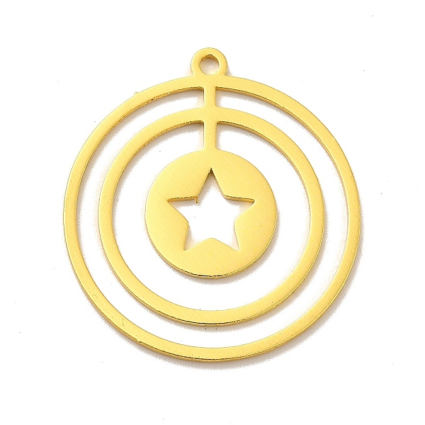 

PandaHall 201 Stainless Steel Pendants, Flat Round with Star, Golden, 29.5x27x1mm, Hole: 1.6mm 201 Stainless Steel Star