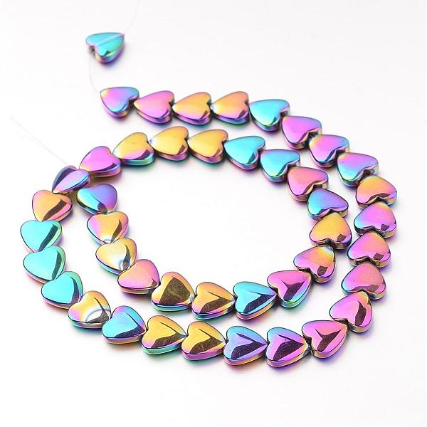 

PandaHall Electroplate Non-magnetic Synthetic Hematite Bead Strands, Heart, Multi-color Plated, 10x10x3mm, Hole: 1mm, about 44pcs/strand...