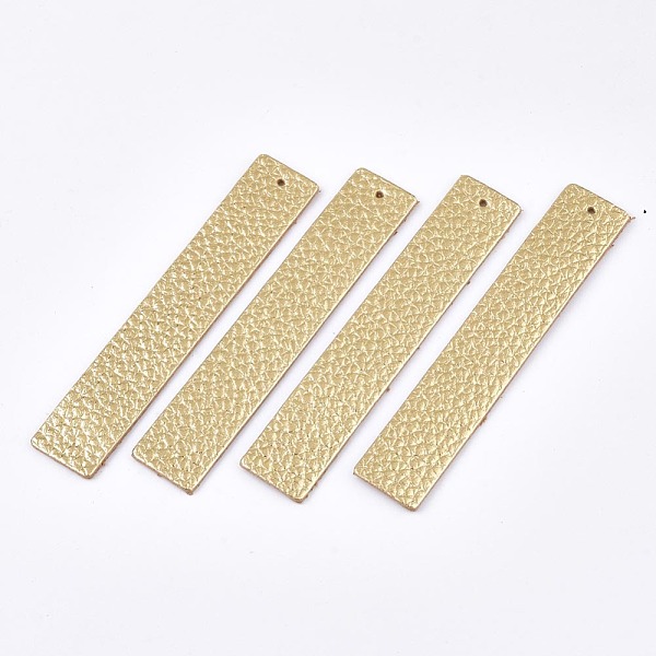 

PandaHall Eco-Friendly Cowhide Big Pendants, Rectangle, Light Khaki, 70x13x1.5mm, Hole: 1mm Leather Rectangle