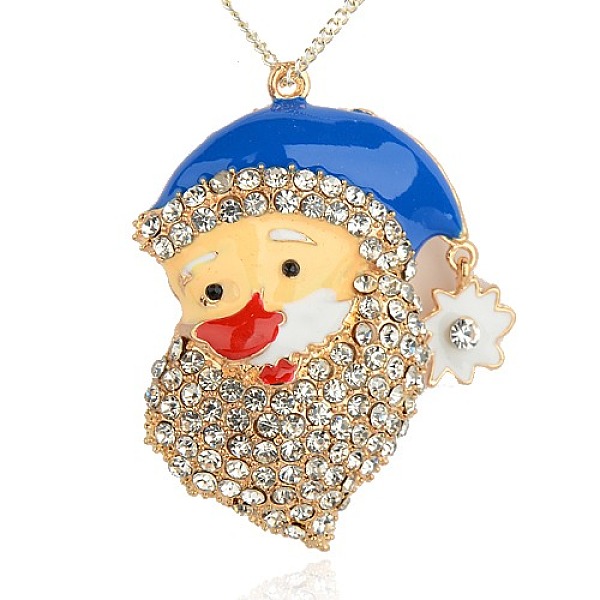 

PandaHall Alloy Enamel Rhinestone Big Pendants, Christmas Santa Claus, Golden, Crystal, 62x40x23mm, Hole: 3mm Alloy Rhinestone+Enamel Human..., Blue