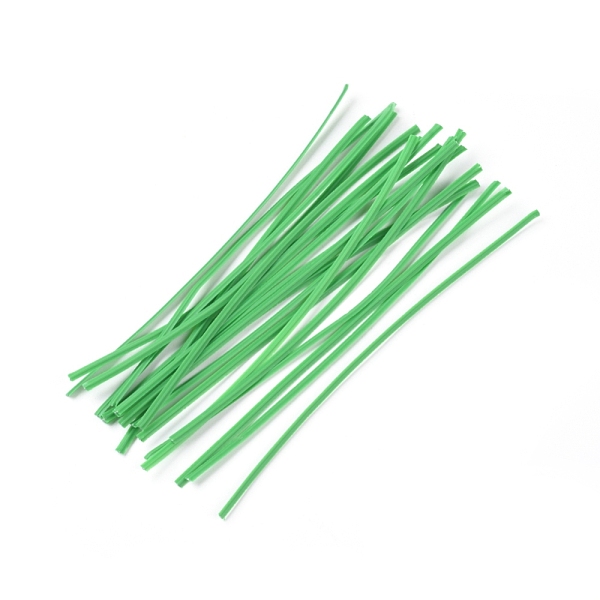 

PandaHall Plastic Wire Twist Ties, with Iron Core, Bread Candy Bag Ties, Green, 102~104x2x0.7mm Plastic Green