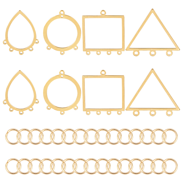 

PandaHall UNICRAFTALE Teardrop/Triangle/Ring/Rectangle Chandelier Component Links 8pcs Stainless Steel Links with 50pcs Jump Rings Golden...