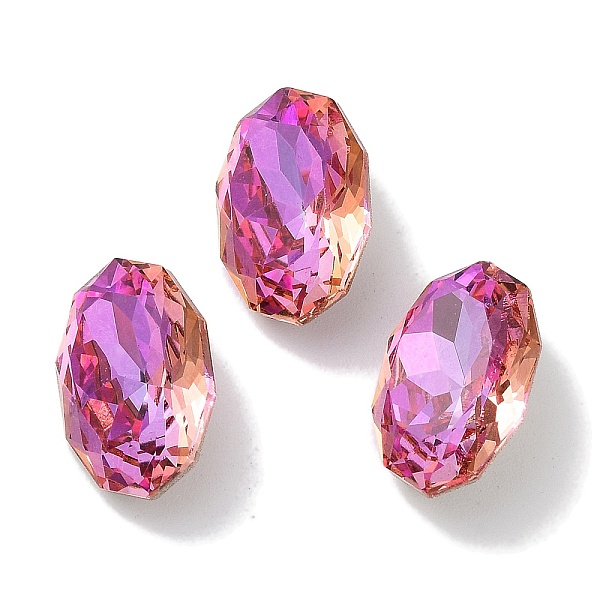 

PandaHall Glass Rhinestone Cabochons, Point Back & Back Plated, Faceted, Oval, Fuchsia, 14x9.1x5mm Glass Rhinestone Oval Purple