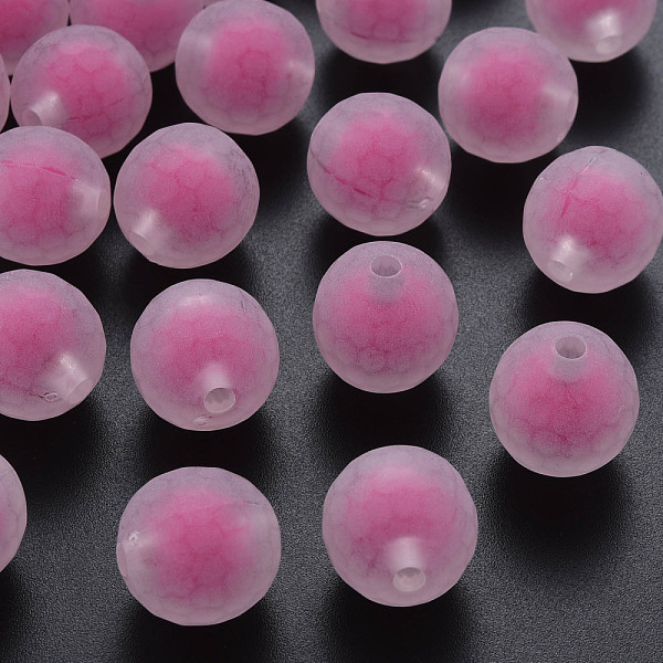 

PandaHall Transparent Acrylic Beads, Bead in Bead, Faceted, Frosted, Round, Camellia, 16mm, Hole: 3mm, about 205pcs/500g Acrylic Round Pink
