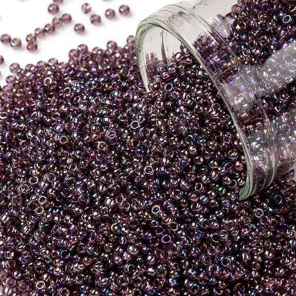 

PandaHall TOHO Round Seed Beads, Japanese Seed Beads, (166B) Transparent AB Medium Amethyst, 15/0, 1.5mm, Hole: 0.7mm, about 15000pcs/50g..., Purple