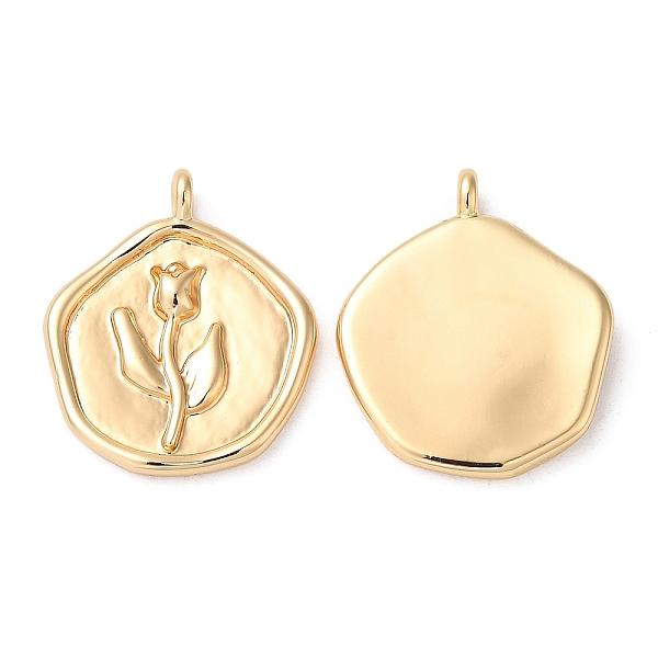 

PandaHall Brass Pendants, Nickel Free, Polygon with Flower Charm, Real 18K Gold Plated, 19.5x16.5x2mm, Hole: 1.2mm Brass Polygon