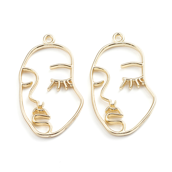 

PandaHall Alloy Open Back Bezel Pendants, For DIY UV Resin, Epoxy Resin, Pressed Flower Jewelry, Abstract Face, Golden, 38.5x22x2.2mm, Hole...