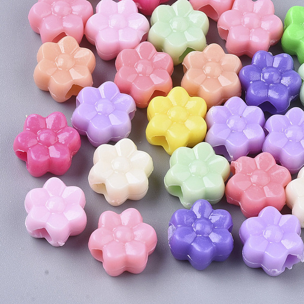 

PandaHall Opaque Acrylic European Beads, Large Hole Beads, Flower, Mixed Color, 12x7mm, Hole: 4mm, about 1100pcs/500g Acrylic Flower..., Multicolor