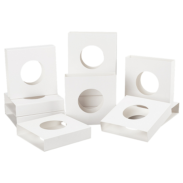 

PandaHall 30 Pcs Square Cardboard Gift Boxes with Hollow Window, White Round Pattern Hollow Window Decorate Paper Boxes for Floating...