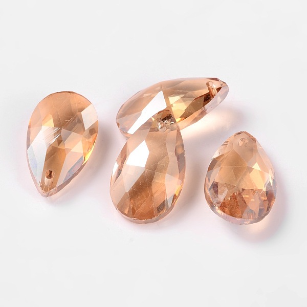 

PandaHall Faceted Teardrop Glass Pendants, Sandy Brown, 22x13x7mm, Hole: 1mm Glass Teardrop