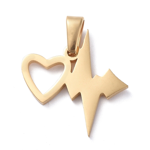 

PandaHall 304 Stainless Steel Pendants, Heartbeat with Heart, Golden, 19x18x1.5mm, Hole: 6x3mm 304 Stainless Steel Heart