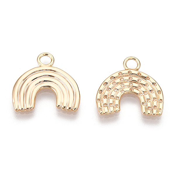 

PandaHall Brass Charms, Rainbow Charms, Real 18K Gold Plated, 14x14.5x1mm, Hole: 2mm Brass Rainbow