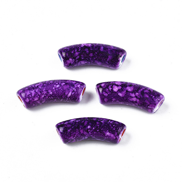 

PandaHall Spray Painted Acrylic Beads, Curved Tube, Indigo, 34.5x13.5x11mm, Hole: 3.5mm, about 148pcs/500g Acrylic Tube Purple
