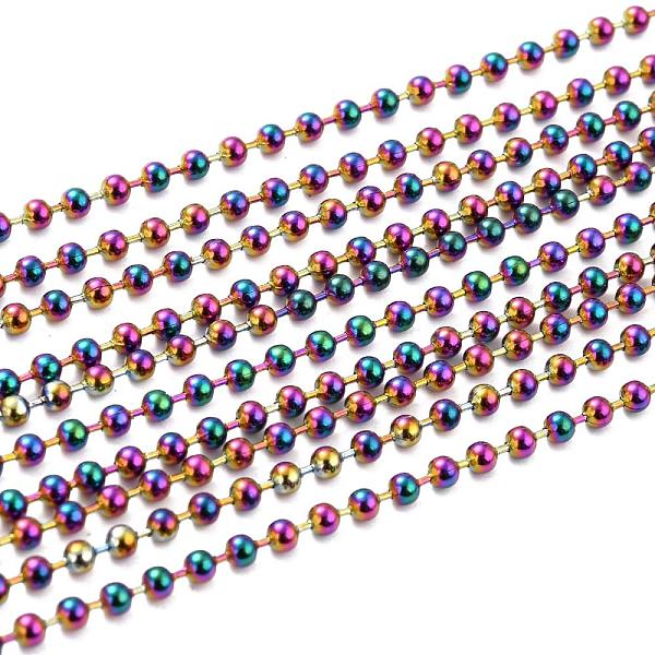 

PandaHall Ion Plating(IP) 304 Stainless Steel Ball Chain Necklaces, with Ball Chain Connectors, Rainbow Color, 23.62 inch(60cm), Beads...