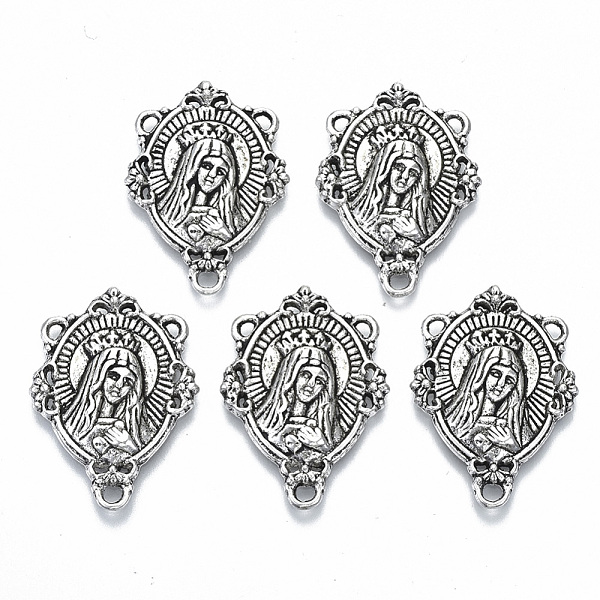

PandaHall Alloy Chandelier Component Links, 3 Loop Connectors, for Religion, Cadmium Free & Lead Free, Oval with Virgin Mary & Words...