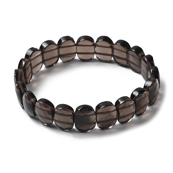 

PandaHall Natural Smoky Quartz Beaded Stretch Bracelet, Gemstone Jewelry for Women, Oval, Inner Diameter: 2-1/8 inch(5.4~5.5cm) Smoky Quartz