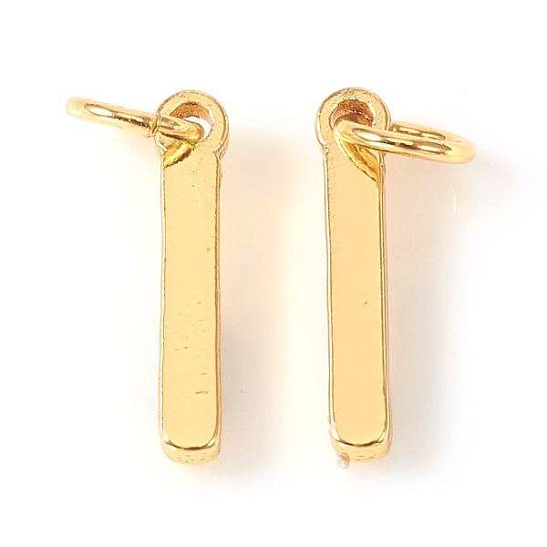 

PandaHall Brass Charms, with Jump Rings, Letter, Real 18K Gold Plated, Letter.I, I: 10x1.5x1mm, Hole: 2.5mm Brass Letter