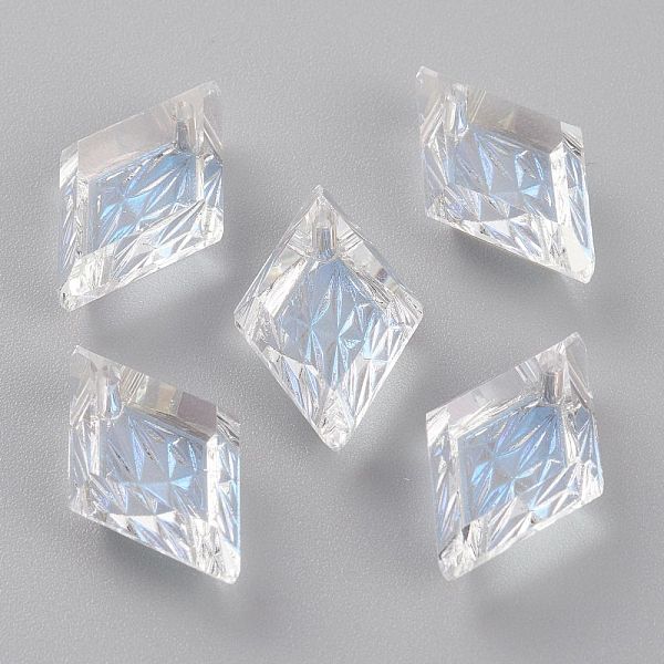 

PandaHall Embossed Glass Rhinestone Pendants, Rhombus, Faceted, Moonlight, 19x12x6mm, Hole: 1.5mm Glass Rhombus Clear