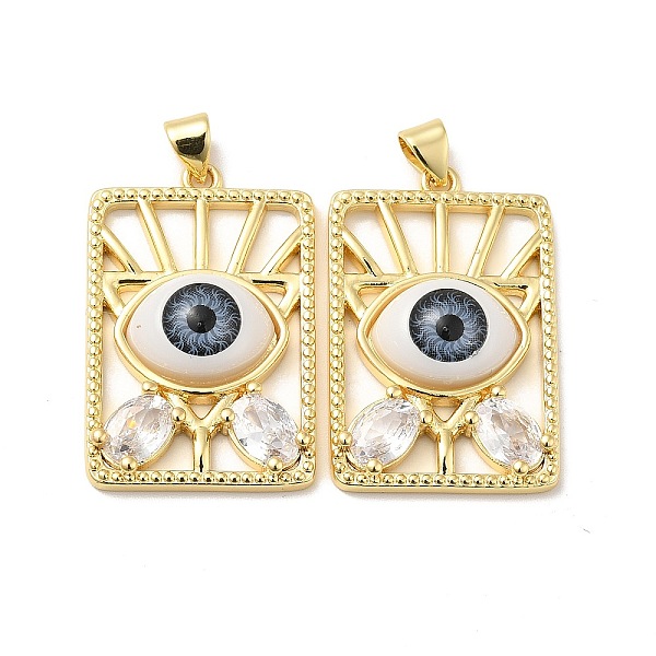 

PandaHall Brass Micro Pave Clear Cubic Zirconia Pendants, with Resin, Real 18K Gold Plated, Rectangle with Evil Eye, Mixed Color..., Multicolor